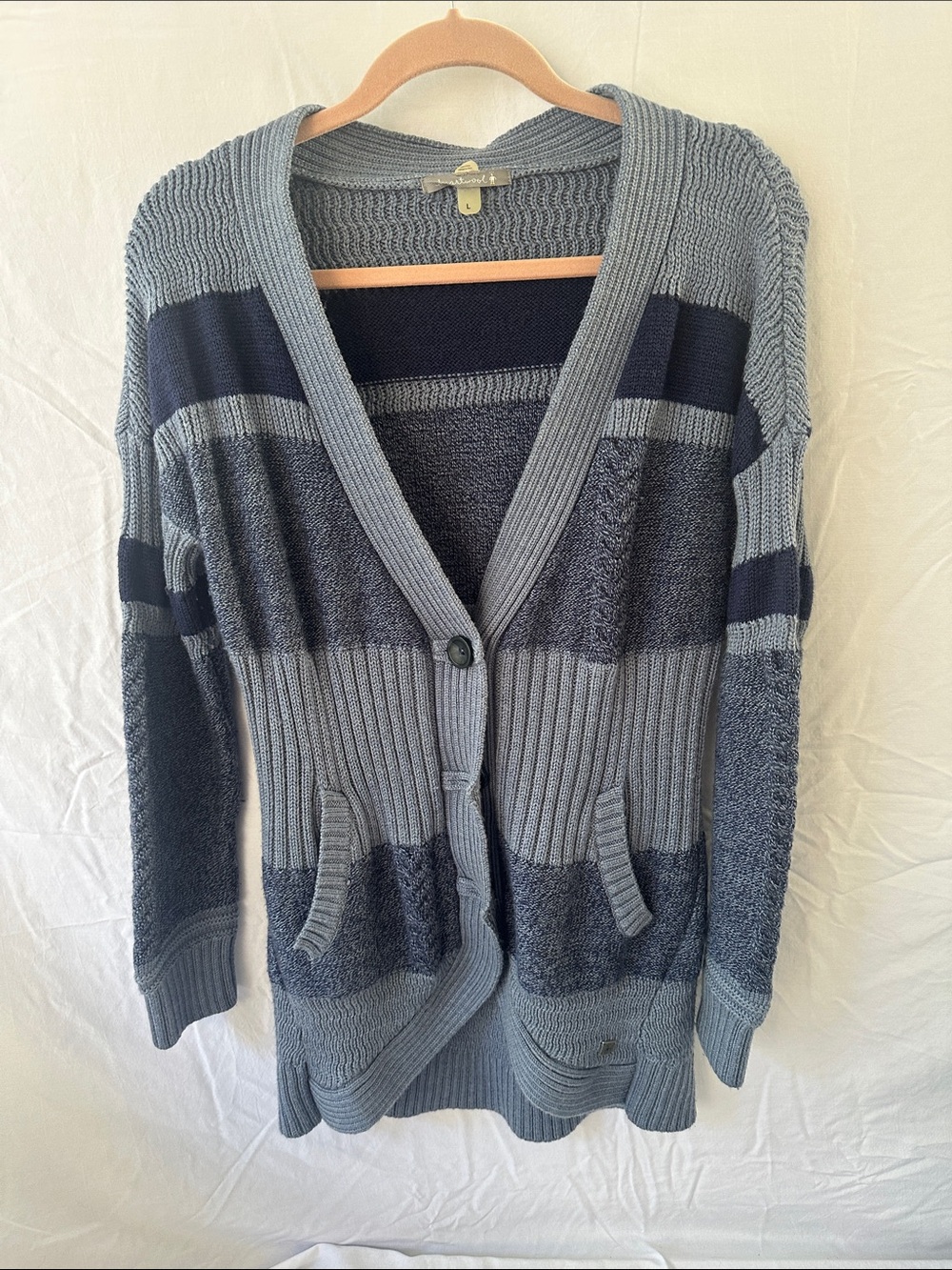 Cozy Two-Tone Gray Knit Cardigan Sweater Smartwool